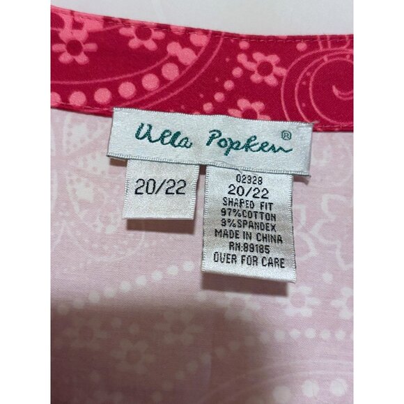 Ulla Popken Womens Plus Size Pink Paisley Quarter Sleeve Top 20/22 Pockets Fairy - Picture 4 of 5